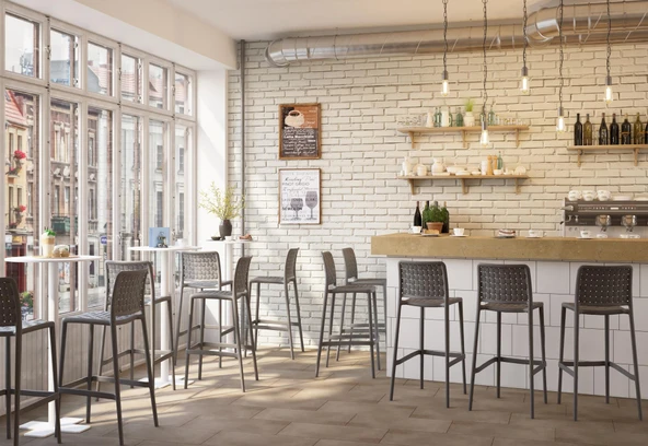 Papatya Fame Bar Sandalyesi 65 Cm Antrasit - Kolçaksız - Resim 9