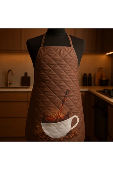 Kapitoneli Sıvı Geçirmez Leke Tutmaz Mutfak Önlüğü Dijital Baskılı Önlük - Resim 3
