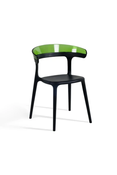 Papatya Luna Sandalye - Siyah Gövde & Transparan Yeşil Font ürün görseli 1