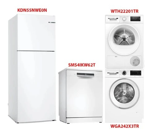Bosch Kdn55nwe0n - Sms4ıkw62t - Wga242x3tr - Wth22201tr Beyaz Eşya 4'Lü Set ürün görseli