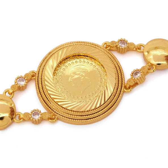 Altın Kaplama İmitasyon Desenli Yarım Altınlı Bileklik BLK-1191 - Resim 2