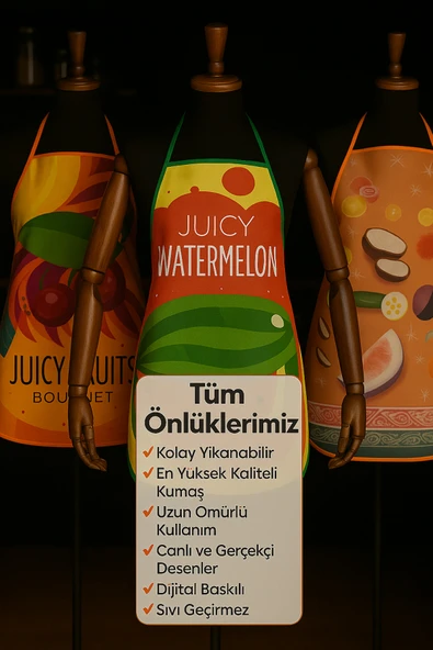 3'LÜ AVANTAJLI MUTFAK ÖNLÜĞÜ SIVI GEÇİRMEZ DİJİTAL BASKILI ÖNLÜK - Resim 3