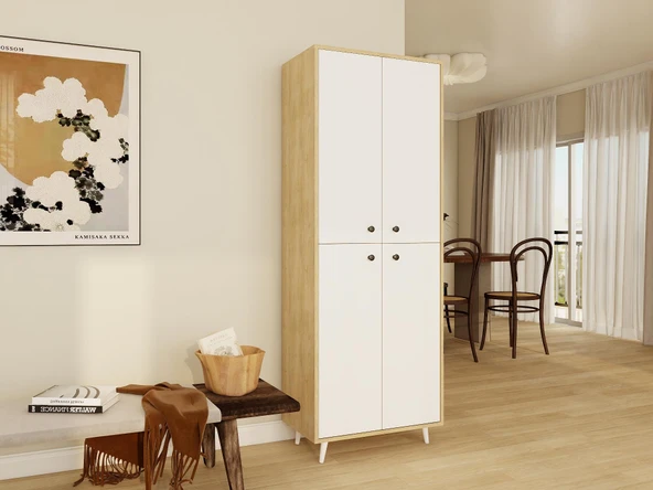 Vadi Çok Amaçlı Banyo/Kiler Dolabı Lefkasmeşe-Beyaz Renk - Resim 2