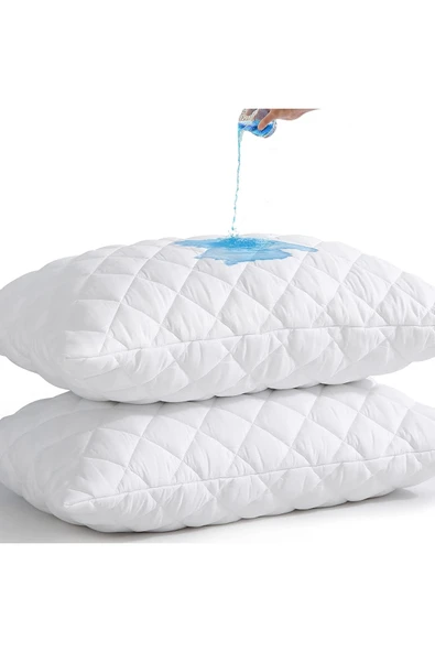 2 Adet Kapitoneli Fermuarlı Su Sıvı Geçirmez Beyaz Yastık Koruyucu Alez Kılıf 50x70 Cm ürün görseli