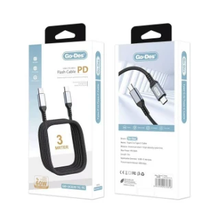 Go-des Gd-uc639 Type-c To Type-c Pd Hızlı Şarj Kablosu 60w 3m Siyah Siyah - Resim 3