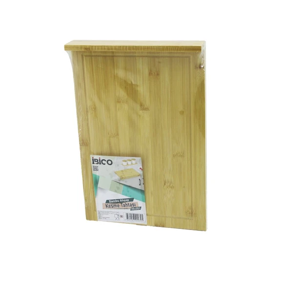 25X35CM  AHŞAP BAMBU KESİM PANOSU - KESME TAHTASI TEZGAH ÜSTÜ  KANALLI - KENAR DESTEKLİ (5284) ürün görseli 1