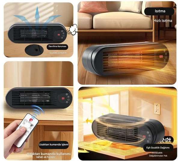 Isıtıcısı - İki Isıtma Moduna Sahip Taşınabilir Isıtıcı - Kış Termal Hava Isıtma Cihazı,İç Mekan, Ofis, Yatak Odası, Banyo, Garaj, Kamp, Çadır, Araba, ve Kış İçin - Resim 4