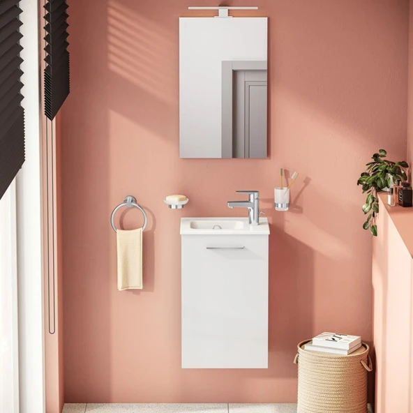 Ardea 69564 Banyo Dolabı Seti Kapaklı, 40 cm, Parlak Beyaz - Resim 6