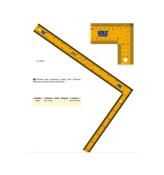 VOLA MARANGOZ GÖNYE 269/60 600X400X2 MM - Resim 2