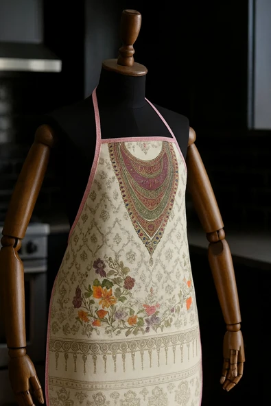 Dijital Baskılı Su Sıvı Geçirmez Leke Tutmaz Mutfak Önlüğü Royal Garden - Resim 4