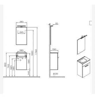 Ardea 69564 Banyo Dolabı Seti Kapaklı, 40 cm, Parlak Beyaz - Resim 7