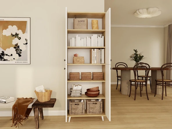 Vadi Çok Amaçlı Banyo/Kiler Dolabı Lefkasmeşe-Beyaz Renk - Resim 3