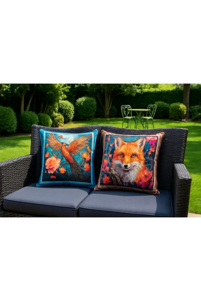 Kırlent kılıfı 3D Dijital Baskılı 2'Li Takım Hayvan Temalı Yastık Kılıfı - Resim 5