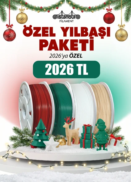 3D Baskı PLA Filament Yılbaşı Özel PLA+ Paket 2026 (Kırmızı - Yeşil - Beyaz - Ten) 1,75mm 0,05 Mm ürün görseli 1