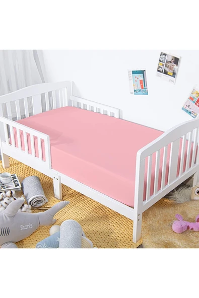 Lastikli Penye Pamuklu Çarşaf/pembe ürün görseli