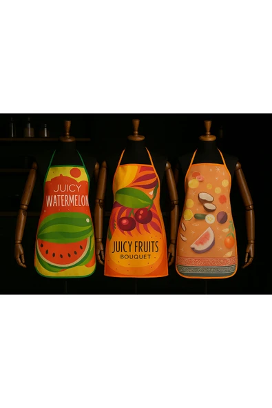 3'LÜ AVANTAJLI MUTFAK ÖNLÜĞÜ SIVI GEÇİRMEZ DİJİTAL BASKILI ÖNLÜK - Resim 2