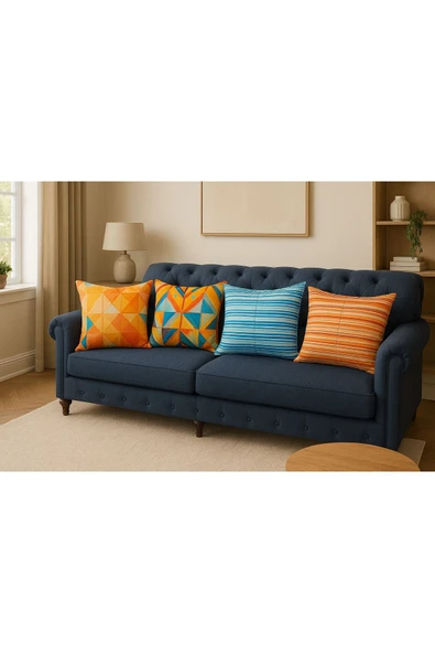 Kırlent kılıfı 3D Dijital Baskılı 4 Lü Takım Doğa Temalı Yastık Kılıfı - Resim 4