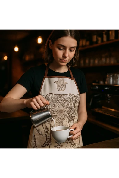 Dijital Baskılı Su Sıvı Geçirmez Leke Tutmaz Mutfak Önlüğü Elephant - Resim 4