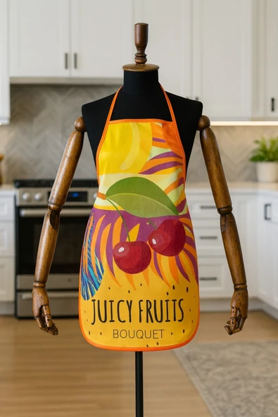 Dijital Baskılı Su Sıvı Geçirmez Leke Tutmaz Mutfak Önlüğü Cherry ürün görseli