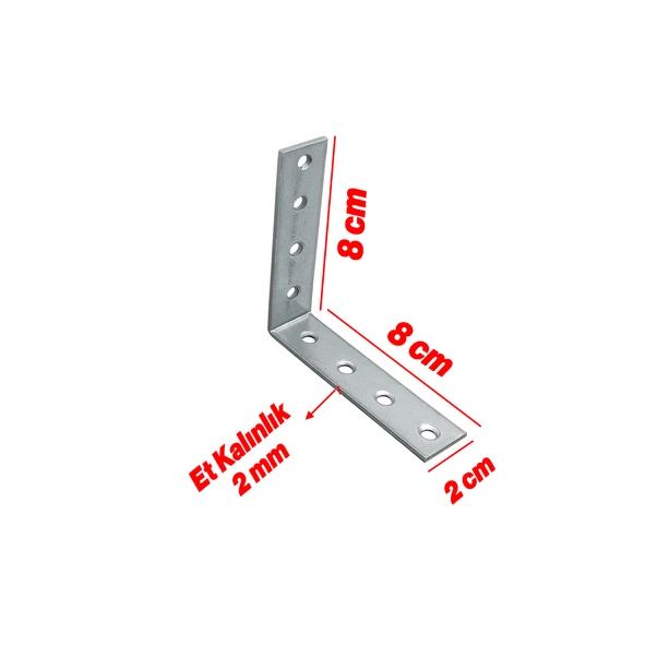 (50 ADET) Mobilya Dolap Duvar Sabitleme Metal Köşebent 20x80x80 mm Bağlantı Aparatı L Demiri Gönye - Resim 2
