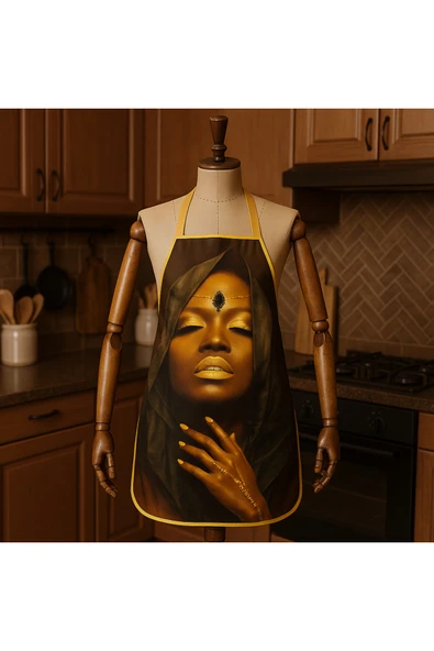 Dijital Baskılı Su Sıvı Geçirmez Leke Tutmaz Mutfak Önlüğü Aurora - Resim 3