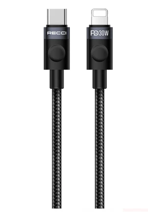 Recci RS50CL Type-C to Lightning PD Örgü Tasarımlı Hızlı Şarj Özellikli Data ve Şarj Kablosu 30W 1M ürün görseli