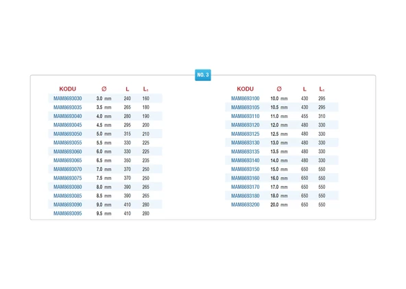 MAIER MATKAP UCU ÇELİK EXTRA UZUN 9 MM - Resim 2