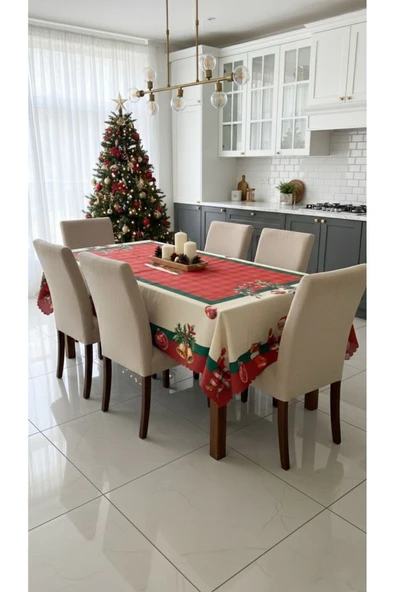 Yılbaşı Masa Örtüsü Leke Tutmaz Masa Örtüsü ürün görseli