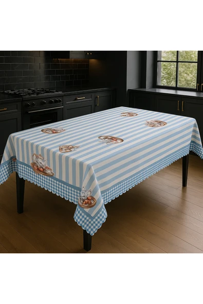 Leke Tutmaz Masa Örtüsü 3D Dijital Baskılı Çaydanlık Desenli Masa Örtüsü - Resim 3
