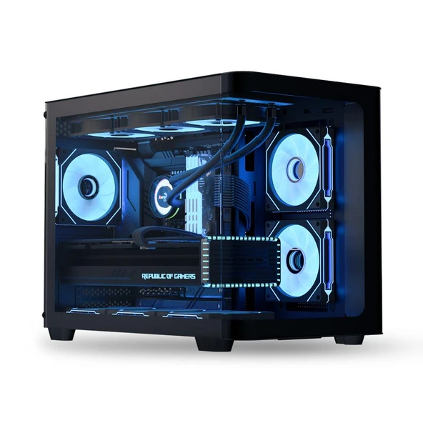 Aerocool AE P300C BK 3x12cm Mirror A-RGB Fanlı, Panoramik Tempered Panel, mATX ürün görseli