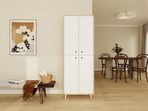 Vadi Çok Amaçlı Banyo/Kiler Dolabı Lefkasmeşe-Beyaz Renk ürün görseli 1