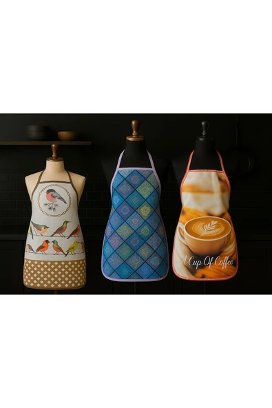 3'LÜ AVANTAJLI MUTFAK ÖNLÜĞÜ SIVI GEÇİRMEZ DİJİTAL BASKILI ÖNLÜK - Resim 2