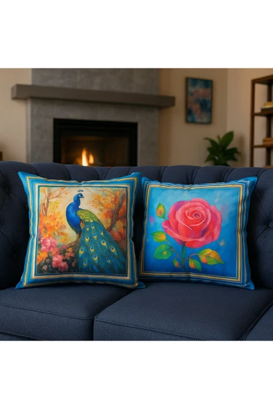 Kırlent Kılıfı 3D Dijital Baskılı Doğa ve Kuş Temalı Yastık Kılıfı - Resim 3