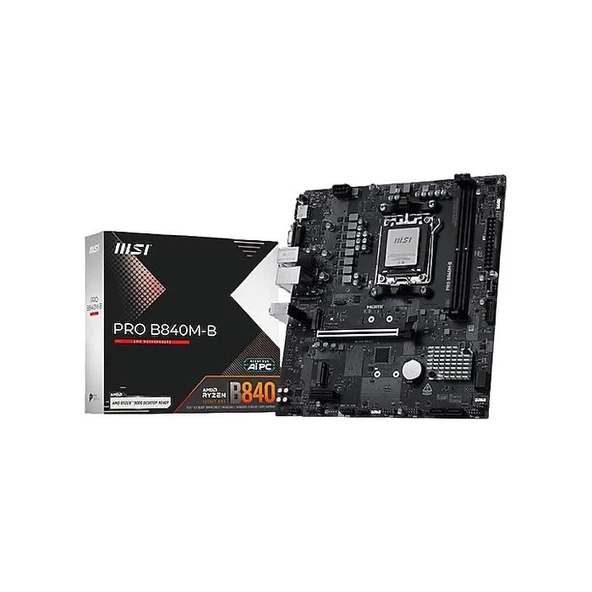 MSI PRO B840M-B AM5 DDR5 8000MHZ(OC) HDMI ,VGA,2X M.2 USB 5 GBS 2.5G LAN MATX ürün görseli 1