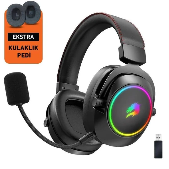 GameBooster WBH44 RGB Wireless 2.4G+BT Siyah Oyuncu Kulaklığı EG002 Wireless ürün görseli 1