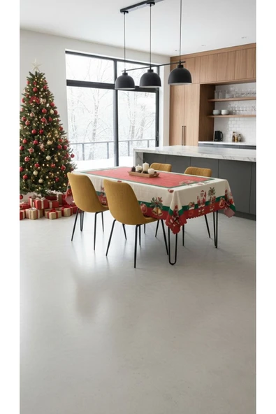 Yılbaşı Masa Örtüsü Leke Tutmaz Masa Örtüsü - Resim 3