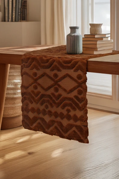 Jakarlı Masa Runner Letta Taba ürün görseli 1