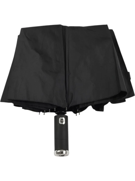 Siyah El Fenerli Katlanabilir Şemsiye – Yağışlı ve Karanlık Havalara Özel Tasarım - Resim 6