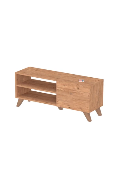 TV Sehpası Kapaklı Tv Sehpası Raflı TV Ünitesi Televizyon Sehpası 100 x 35 Cm Malta Çam - Resim 5