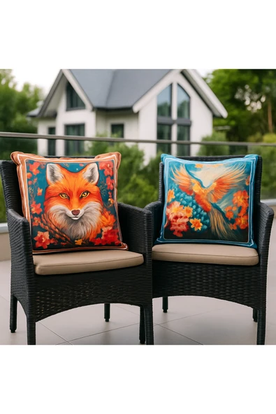 Kırlent kılıfı 3D Dijital Baskılı 2'Li Takım Hayvan Temalı Yastık Kılıfı - Resim 6