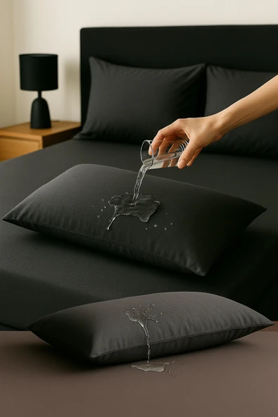 2'li Fermuarlı Sıvı Geçirmez Yastık Alezi Yastık Koruyucu - Resim 3