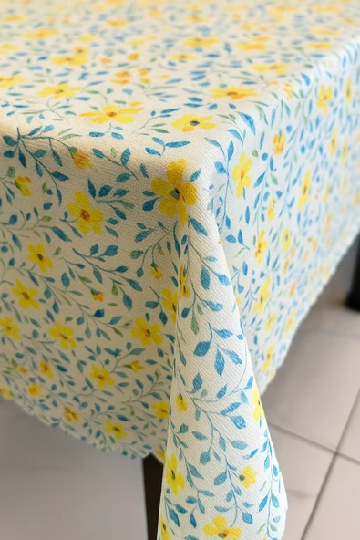 Leke Tutmaz 3D Dijital Baskılı Masa Örtüsü Sarı Çiçek Cenneti ürün görseli