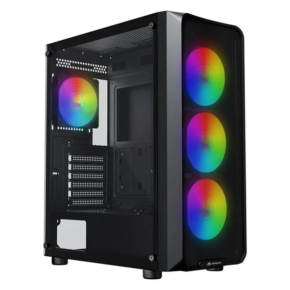 GameBooster ROUND A650B 600W APFC USB 3.0 Mesh 4*Rainbow Fanlı Mid-T ATX Gaming Siyah Kasa E612 BLACK ürün görseli 1