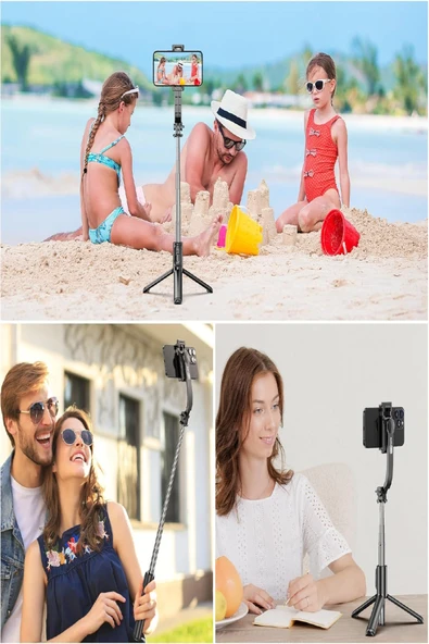 Selfie Çubuğu Tripod Kablosuz Uzaktan Kumandalı Genişletilebilir 101cm Selfie Çubuğu Monopod - Resim 7