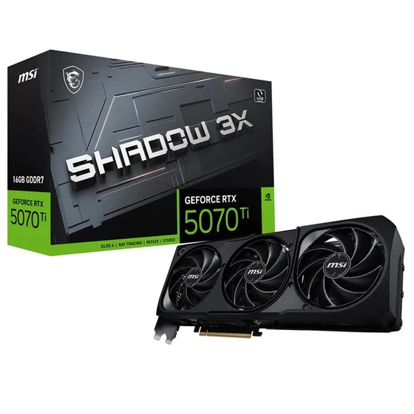 MSI 16GB GEFORCE RTX 5070 TI 16G SHADOW 3X OC GDRR7 [256bit]  PCIE 5.0 1xHDMI 3x ürün görseli 1