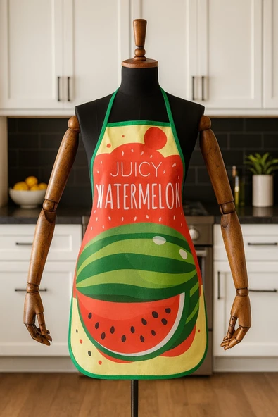 Dijital Baskılı Su Sıvı Geçirmez Leke Tutmaz Mutfak Önlüğü Watermelon ürün görseli