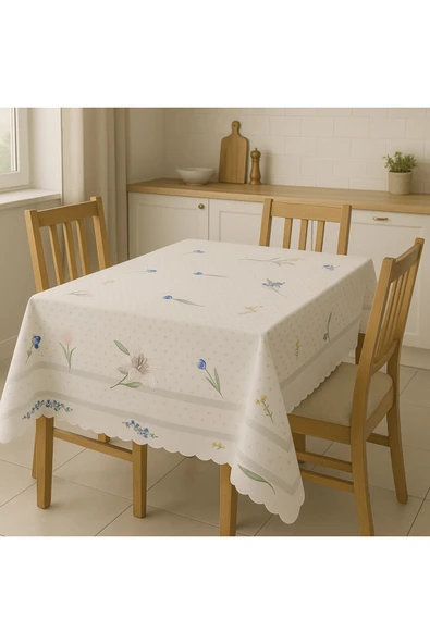 Leke tutmaz Masa Örtüsü 3D Dijiital Baskılı Benekli Çiçek Flowers - Resim 4