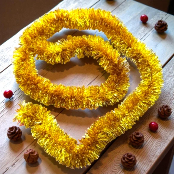 YILBAŞI BOYUN SİMİ METALİK GOLD 2 METRE YILBAŞI BOYUN SİMİ YUMUŞAK GARLAND YILBAŞI SÜSLEMELERİ ürün görseli