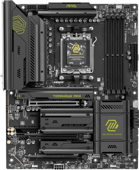 MSI MAG B850 TOMAHAWK MAX WIFI AM5 DDR5 8400MHZ(OC) HDMI 4x M.2 USB 10Gbs 5G LAN WI-FI 7 ATX - Resim 2