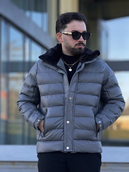 YAKASI KÜRKLÜ DERİ ERKEK MONT ürün görseli 1